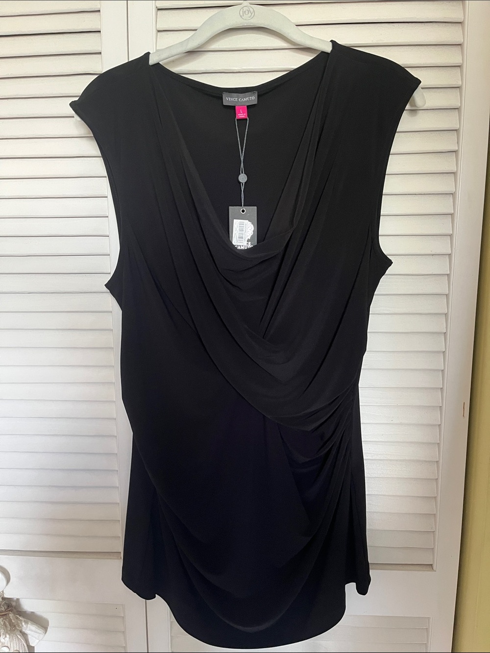 Vince Camuto Black Draped Cowl Neck top